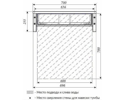 Тумба под раковину 1MarKa Grunge Loft 70П Ц0000015939 подвесная Бетон темно-серый