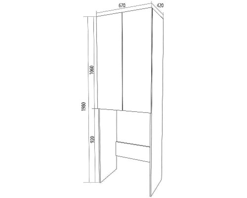 Шкаф пенал 1MarKa Lock 67Н Ц0000012066 над стиральной машиной Белый