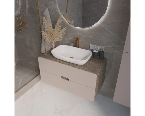 Тумба под раковину 1MarKa Vortex 80П Ц0000031564 подвесная цвет Орех каньон коньяк Латте фактурный