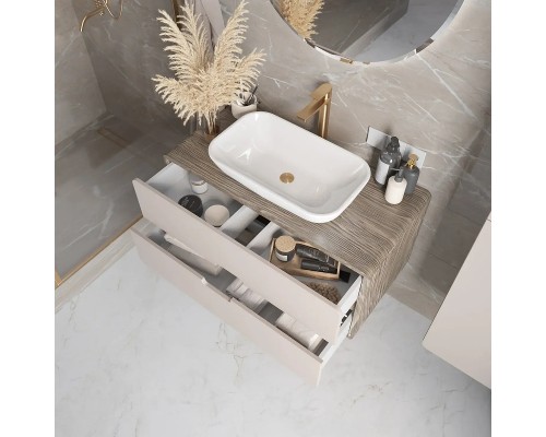 Тумба под раковину 1MarKa Vortex 80П Ц0000031564 подвесная цвет Орех каньон коньяк Латте фактурный