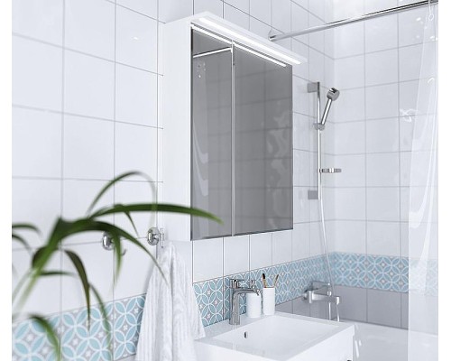 Зеркальный шкаф 1MarKa Соната 75 Ц0000007616 с подсветкой  Белый глянец