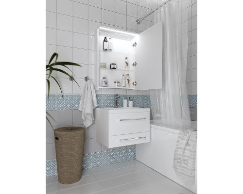 Зеркальный шкаф 1MarKa Соната 60 Ц0000007617 с подсветкой  Белый глянец