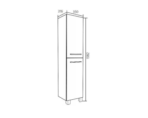 Шкаф пенал 1MarKa Соната 35 L У78468 Белый глянцевый