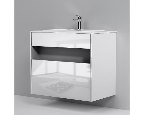 Тумба с раковиной AM.PM Func 80 M8F-FUX0801WG-WPC0800WM подвесная цвет Белый глянец