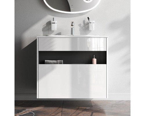 Тумба с раковиной AM.PM Func 80 M8F-FUX0801WG-WPC0800WM подвесная цвет Белый глянец