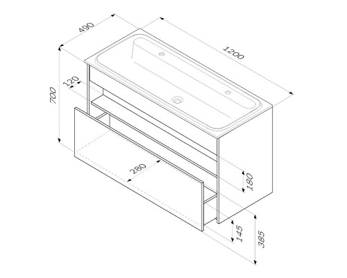 Тумба с раковиной AM.PM Func 120 M8F-FUX1201WG-WPC1200WM подвесная цвет Белый глянец