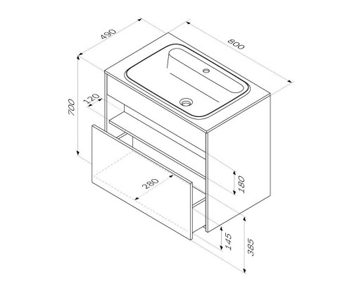 Тумба с раковиной AM.PM Func 80 M8F-FUX0801OF-WPC0800WM подвесная цвет Дуб крафт