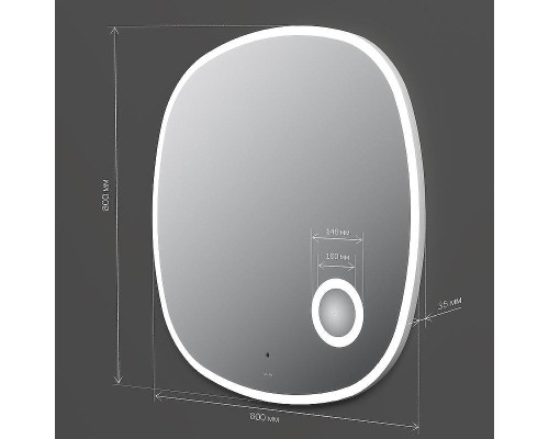 Зеркало AM.PM Func 80 M8FMOX0803SA с подсветкой с увеличением с ИК-сенсорным выключателем