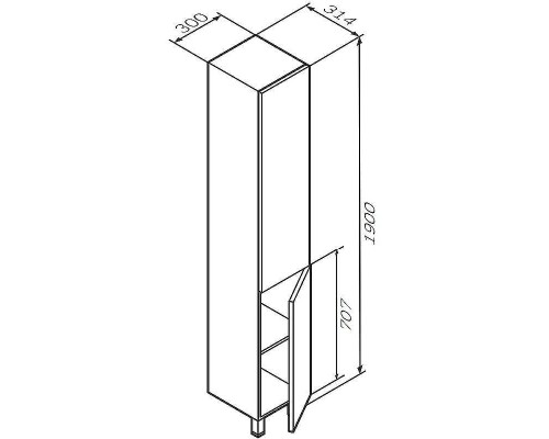 Шкаф пенал AM.PM Gem 30 R M90CSR0306HF Орех