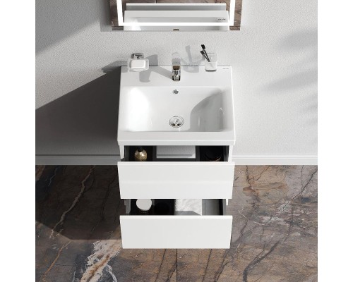 Тумба с раковиной AM.PM Gem 50 M90-FHX0502WG-WCC0502WG подвесная цвет Белый глянец