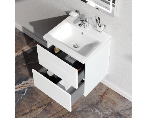 Тумба с раковиной AM.PM Gem 50 M90-FHX0502WG-WCC0502WG подвесная цвет Белый глянец