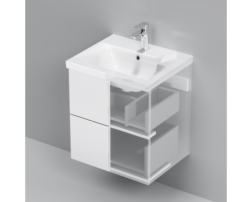 Тумба с раковиной AM.PM Gem 50 M90-FHX0502WG-WCC0502WG подвесная цвет Белый глянец