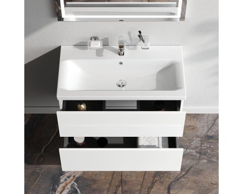 Тумба с раковиной AM.PM Gem 80 M90-FHX0802WG-WCC0802WG подвесная цвет Белый глянец