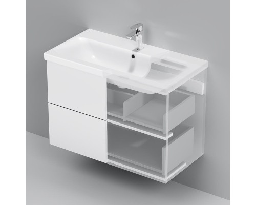 Тумба с раковиной AM.PM Gem 80 M90-FHX0802WG-WCC0802WG подвесная цвет Белый глянец