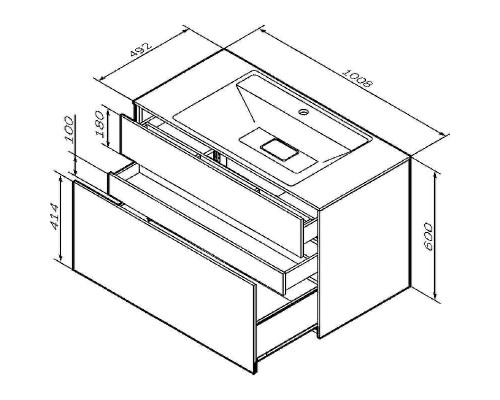 Тумба под раковину AM.PM Inspire V2.0 100 M50AFHX1003GM подвесная Графит матовый