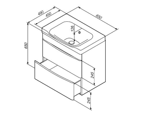 Тумба с раковиной AM.PM Like 65 M80-FHX0652-WC0652 подвесная цвет Белый глянец