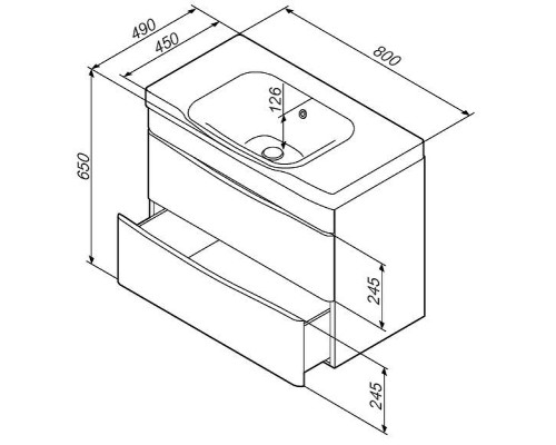 Тумба с раковиной AM.PM Like 80 M80-FHX0802-WC0802 подвесная цвет Белый глянец