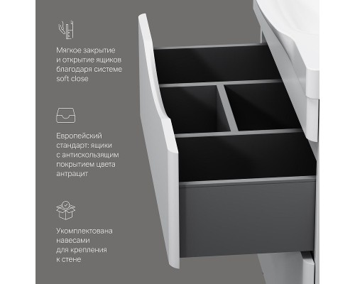 Тумба с раковиной AM.PM Like 80 M80-FSX0802-WC0802 цвет Белый глянец