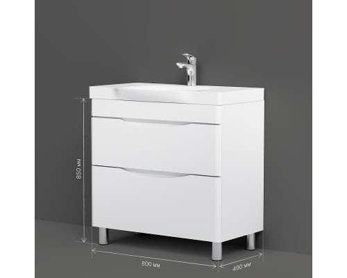 Тумба с раковиной AM.PM Like 80 M80-FSX0802-WC0802 цвет Белый глянец