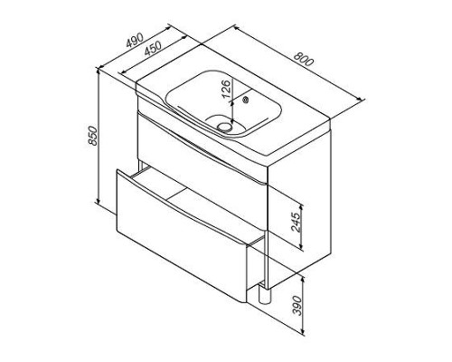 Тумба с раковиной AM.PM Like 80 M80-FSX0802-WC0802 цвет Белый глянец