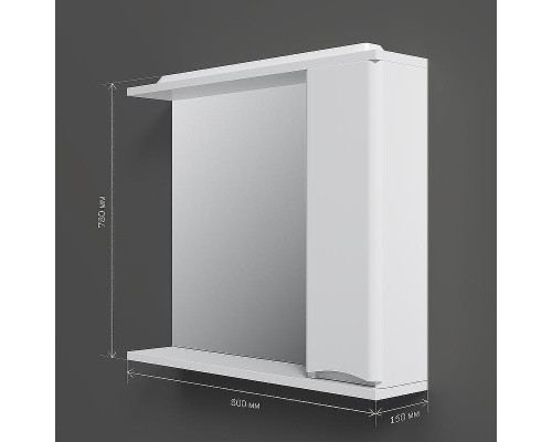 Зеркало со шкафом AM.PM Like 80 R M80MPR0801WG с подсветкой Белое