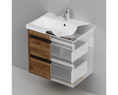 Тумба с раковиной AM.PM Pulse 60 M91-FHX0602OF-WCC0602WG подвесная цвет Дерево текстурированное