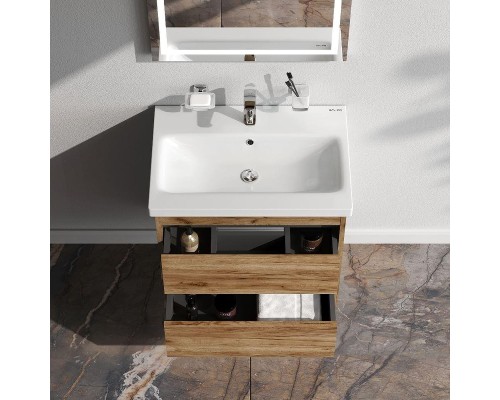Тумба с раковиной AM.PM Pulse 60 M91-FHX0602OF-WCC0602WG подвесная цвет Дерево текстурированное