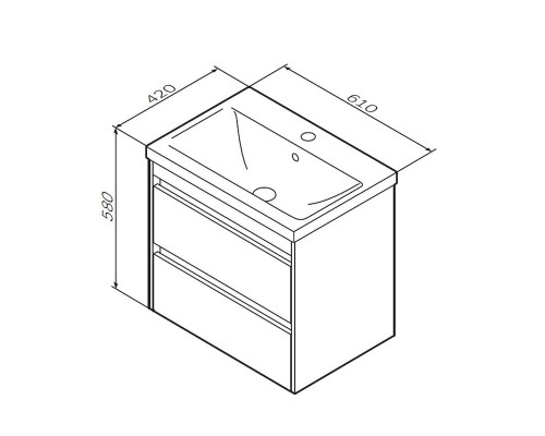 Тумба с раковиной AM.PM Pulse 60 M91-FHX0602OF-WCC0602WG подвесная цвет Дерево текстурированное