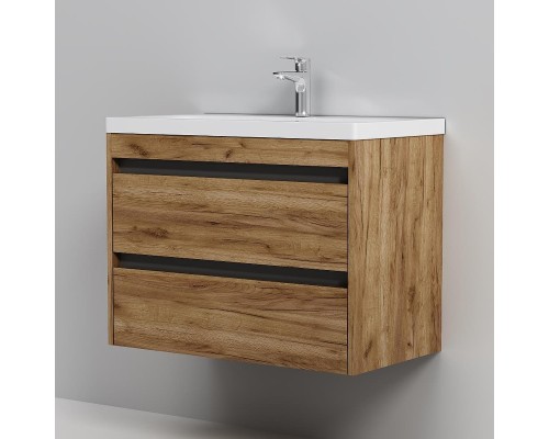 Тумба с раковиной AM.PM Pulse 75 M91-FHX0752OF-WCC0752WG подвесная цвет Дерево текстурированное