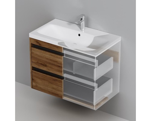 Тумба с раковиной AM.PM Pulse 75 M91-FHX0752OF-WCC0752WG подвесная цвет Дерево текстурированное