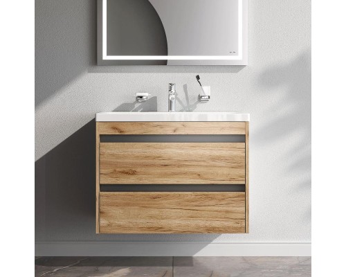 Тумба с раковиной AM.PM Pulse 75 M91-FHX0752OF-WCC0752WG подвесная цвет Дерево текстурированное