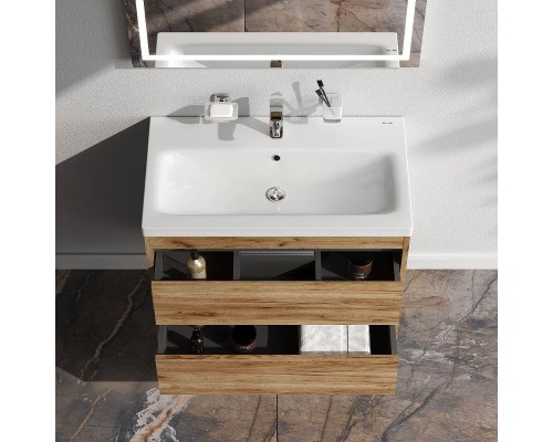 Тумба с раковиной AM.PM Pulse 75 M91-FHX0752OF-WCC0752WG подвесная цвет Дерево текстурированное