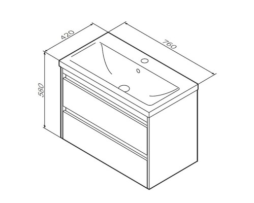 Тумба с раковиной AM.PM Pulse 75 M91-FHX0752OF-WCC0752WG подвесная цвет Дерево текстурированное