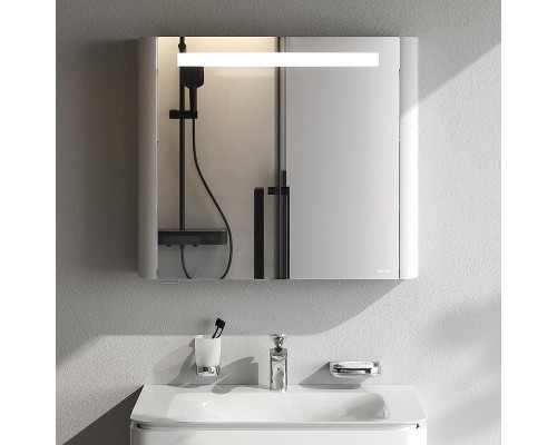 Зеркальный шкаф AM.PM Sensation 80 L M30MCL0801WG с подсветкой Белый глянцевый