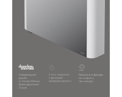 Зеркальный шкаф AM.PM Sensation 80 L M30MCL0801WG с подсветкой Белый глянцевый