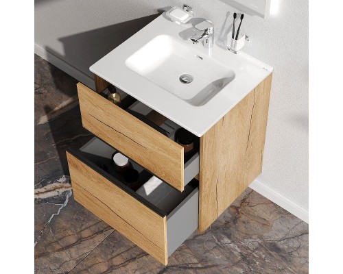 Тумба с раковиной AM.PM Sense 60 M7B-FUX0602OF-WCC0602WG подвесная цвет Дерево