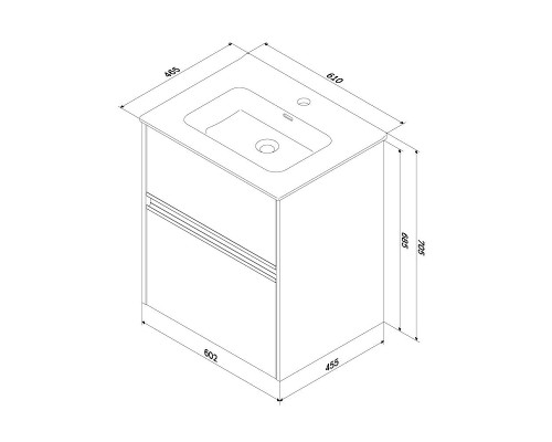 Тумба с раковиной AM.PM Sense 60 M7B-FUX0602WG-WCC0602WG подвесная цвет Белый глянец
