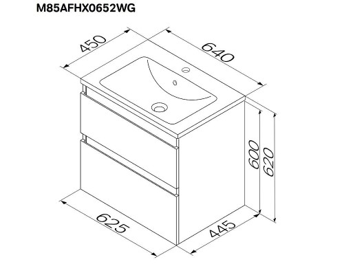 Тумба с раковиной AM.PM X-Joy 65 M85A-FHX0652-WC0652WG подвесная цвет Белый глянец