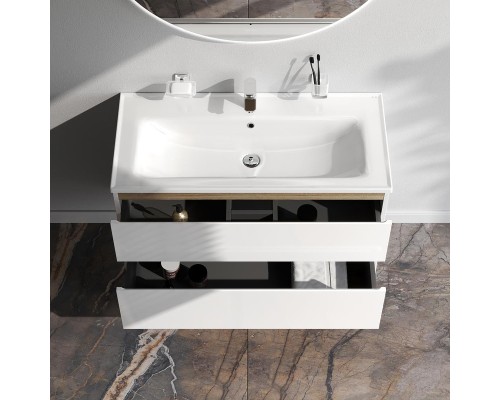 Тумба с раковиной AM.PM X-Joy 100 M85A-FHX1002-WC1002WG подвесная цвет Белый глянец