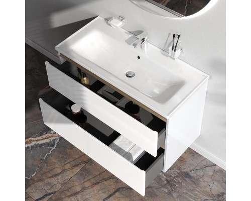 Тумба с раковиной AM.PM X-Joy 100 M85A-FHX1002-WC1002WG подвесная цвет Белый глянец