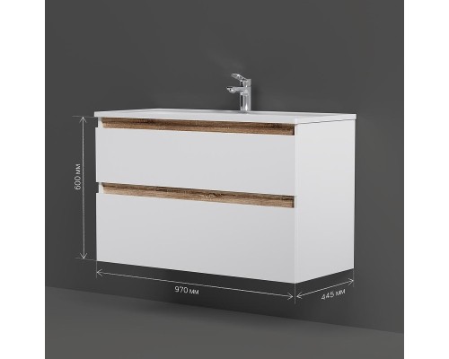 Тумба с раковиной AM.PM X-Joy 100 M85A-FHX1002-WC1002WG подвесная цвет Белый глянец