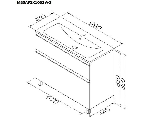 Тумба с раковиной AM.PM X-Joy 100 M85A-FSX1002-WC1002WG цвет Белый глянец