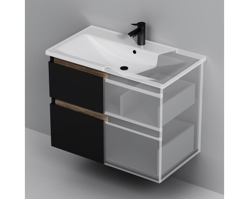 Тумба с раковиной AM.PM X-Joy 80 M85-FHX0802BM-WCC0802WG подвесная цвет Черный матовый