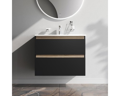 Тумба с раковиной AM.PM X-Joy 80 M85-FHX0802BM-WCC0802WG подвесная цвет Черный матовый