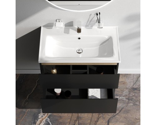 Тумба с раковиной AM.PM X-Joy 80 M85-FHX0802BM-WCC0802WG подвесная цвет Черный матовый