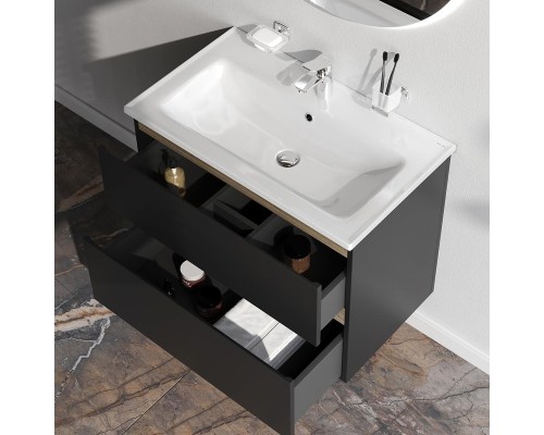 Тумба с раковиной AM.PM X-Joy 80 M85-FHX0802BM-WCC0802WG подвесная цвет Черный матовый