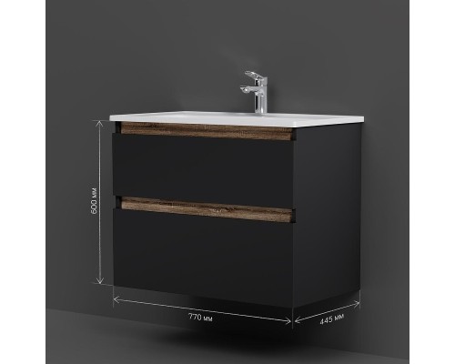 Тумба с раковиной AM.PM X-Joy 80 M85-FHX0802BM-WCC0802WG подвесная цвет Черный матовый