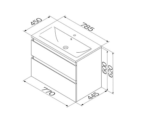 Тумба с раковиной AM.PM X-Joy 80 M85-FHX0802BM-WCC0802WG подвесная цвет Черный матовый