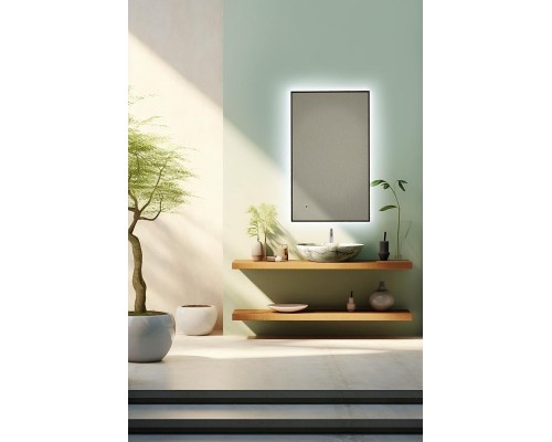 Зеркало AQUAme AQM9102B 60 с подсветкой цвет Черный с бесконтактным выключателем с подогревом и диммером