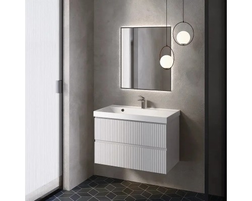 Тумба под раковину AQUAme S1 80 AQM900180WH подвесная цвет Белый глянцевый